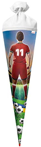 ROTH Schultüte groß Freistoß 70 cm - rund Rot(h)-Spitze Filzverschluss - Zuckertüte Fußball
