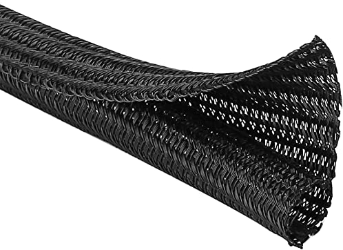 JOTO 4.5M Kabelschlauch Selbstschließend Kabelkanal Zuschneidbar Kabelschutz Gewebt Kabelmantel Cable Organizer, Bissfest für Katze Hund, Kabelmanagement für Computer,TV,Büro,Schreibtisch –Schwarz