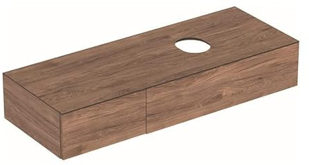 Geberit VariForm Unterschrank für Aufsatzwaschtisch, zwei Schubladen, Ablagefläche, Geruchsverschluss, Breite 135 cm, Farbe: Weiß
