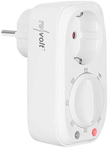 revolt Licht Timer Schaltung: Zeitschaltuhr mit Lichtsensor-Schaltung, 8-Stunden-Timer, 3.680 Watt (Timer Steckdose, Countdown, Dämmerungsschalter)