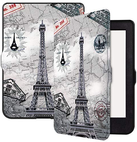LMFULM® Tablet Étui pour KOBO Nia 2020 (6 Pouces) PU Cuir Flip Coque Couverture Smart Shell Mince et Léger Sommeil/Réveil Auto Protection Stand Housse Tour Rétro Motif