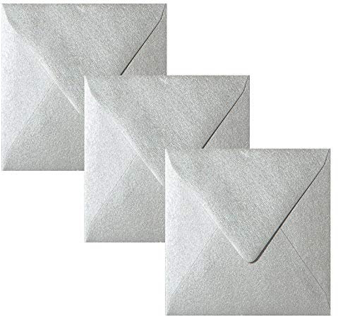 Paper24 Quadratische Briefumschläge 110 x 110 mm,120 g/qm, für Einladungen und Gutscheine, 100 Umschläge Silber