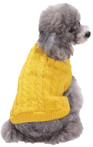 CHBORCHICEN Pullover für kleine Hunde, gestrickt, für Haustiere, Katzen, warmes Hunde-Sweatshirt, Winterkleidung, Kätzchen, Welpenpullover (Größe XXS, Gelb)