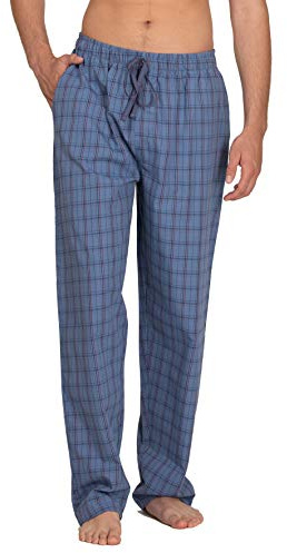LuukFeel Herren Freizeithose Schlafhose Bio-Baumwolle | Homewear Herrenhose, aus 100% Bio-Baumwolle, atmungsaktiv und weich, lange Pyjamahose, elastischer Kordelzug, Seitentaschen