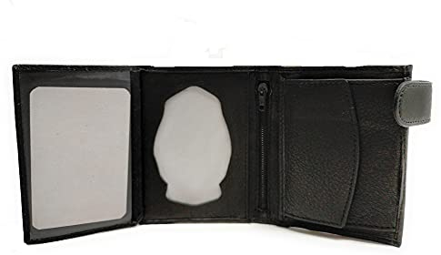 YOJAN PIEL Cartera Portaplaca En Cuero Negro para Policía Nacional | Complementos para Hombre de Estilo Atemporal y Elegante Originales