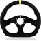 Volante Sportivo 13inch Volante in pelle scamosciata Wheel piatto Gioco volante in alluminio Flame cuciture nere (Color : Suede YL BK)