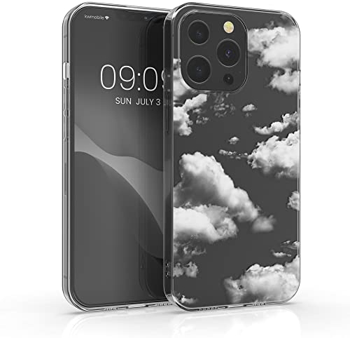 kwmobile Case kompatibel mit Apple iPhone 13 Pro - Hülle Silikon transparent Wolken einzeln Weiß Transparent