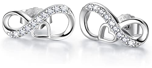 Viwind Ohrringe Silber 925 Sterling Ohrstecker Unendlichkeit Liebe Ohrringe Infinity Herz Schmuck Geschenk für Frauen Mädchen Sie Geburtstags Valentinstag Muttertag mit Geschenkbox