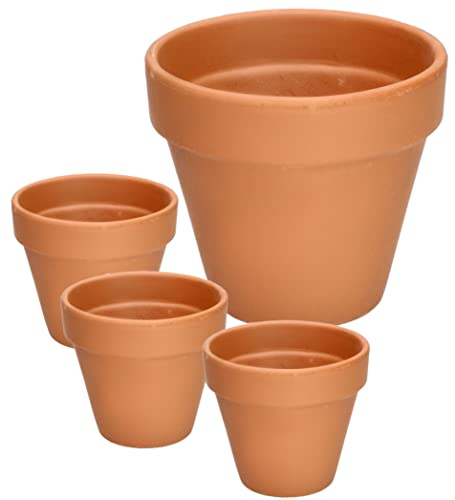 Kotarbau® Set di 4 vasi in terracotta con bordo 13 cm, per interni ed esterni, vaso per piante, per balcone o giardino, ceramica non smaltata