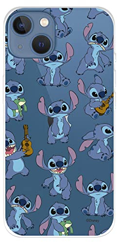 Official Lilo & Stitch iPhone 14 Plus Case Transparent Pattern to Protect Your Mobile Phone Flexible Silicone iPhone Case with Official Disney Licensed