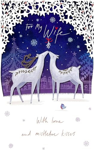 UK Greetings Wife Christmas Card - for My Wife with Love and Mistletoe Kisses