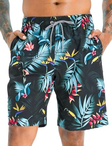 APTRO Men's Swim Trunks Swimming Shorts Board Shorts Quick Dry Beach Shorts Big and Tall Swim Shorts Green KT02 5XL