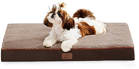 BEDSURE orthopädisches Hundebett kleine Hunde - 76x51x7.6cm Hundekissen flauschig Hundematte waschbar Hundematratze in braun für kleine Hunde