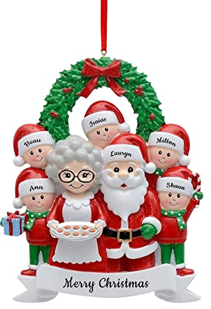 Personalisierte Namens-Weihnachtsverzierungen Familie von 2-8 Name der Familienmitglieder für Weihnachtsbaumschmuck Andenken-Familienverzierung