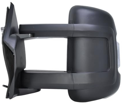 Spieg Links Außenspiegel Ersatz für Fiat Ducato, Peugeot Boxer, Citroen Jumper 2006-2024 Langarm Elektrisch Verstellbar Beheizt Manuell Einklappbar Mit Blinklicht Genarbt Schwarz (Fahrerseite)