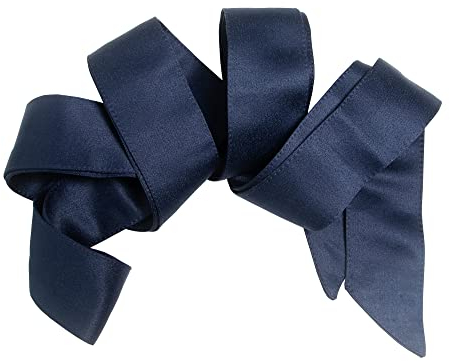 Maya Deluxe Women's Womens Ladies Satin Sash Waist Tie Ribbon Bow Accessory for Bridesmaids Bridal Wedding Prom Evening Occasion Belt, Navy, L-XL