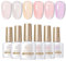 BORN PRETTY UV Nagellack Glitzer Natur Rosa, Shellac Nude Milchig Weiss Glitzer Kristall Klar Gel Nagellack Farbe Reflektierender Glitter Gel Nagellack UV LED Nagellack UV Lack 6 Flaschen Set
