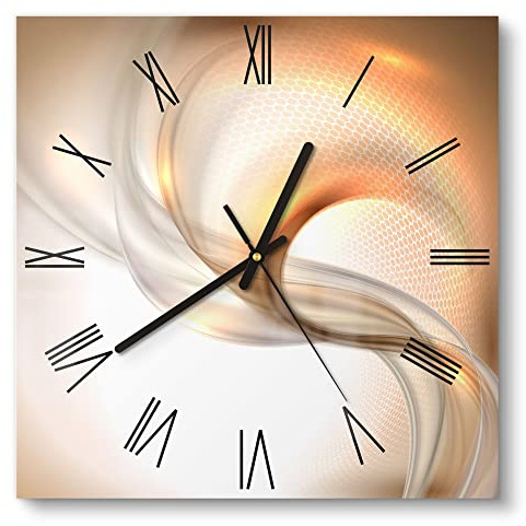 DEQORI Glasuhr | 30x30 cm | Motiv Schwingungen im Licht | ausgefallene leise Design Uhr aus Glas | Wanduhr für Wohnzimmer & Küche | moderne Hingucker Uhr für die Wand