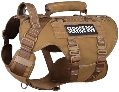 DNALLRINO Taktisches Hundegeschirr, Hebegeschirr für Mittelgroße Große Hunde, Air Mesh einstellbar Service Hundegeschirr mit 39g Metallschnalle für die Ausbildung Wandern