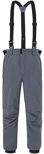 ATLASLAVA Herren Winter Skihose mit Trägern Wasserdicht Warm Winddicht Reißfest Rtmungsaktiv Darkgrey L