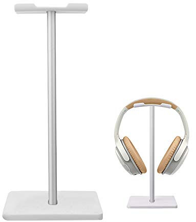 Deear Kopfhörer-Ständer, Gaming-Headset-Halter, universeller Aluminium-Metall-Kopfhörer-Halter mit Aluminium-Stützstange, flexible Kopfstütze, ABS-Kunststoff, solide Basis für alle Kopfhörer, Weiß