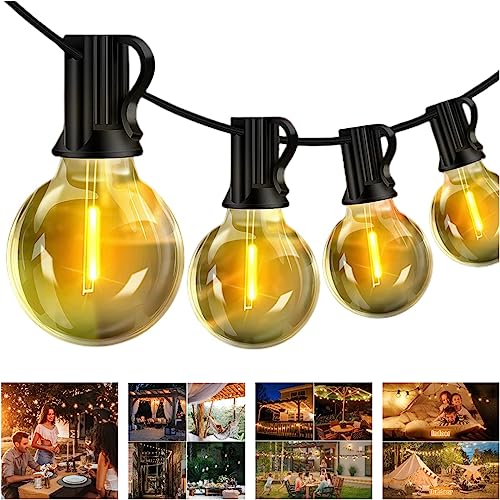 LED Lichterkette Außen Strom, 20M Lichterkette Outdoor Glühbirnen Außen mit 32+1 G40 Birnen IP44 Wasserdicht, Innen/Außen Lichterketten für Hochzeiten, Garten, Terrasse, Party