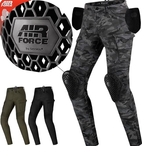 SHIMA GIRO 2.0 LADY Motorradhose Damen - 4 Airforce Protektoren, Elastische, Slim Fit, Cargo Biker Hose mit DuraQL Aramid (Camo, 24 LONG)