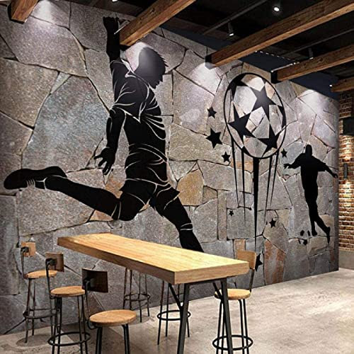 Papier Peint Panoramique Football Pierre Noir Et Blanc Papier Peint Intissé 3D Tapisserie Poster Decoration Murale Chambre Salon