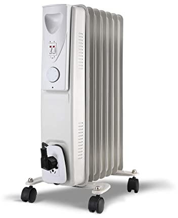 Ölradiator Heizkörper Elektroheizung Modell HR-1500 weiß 1500W 7 Rippen 3 Heizstufen Thermostat und Überhitzungsschutz