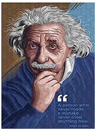 Für Erwachsene, 1000 Teile Holzpuzzle, Wanddekoration, inspirierendes und motivierendes Zitat von Albert Einstein, 75 x 50 cm