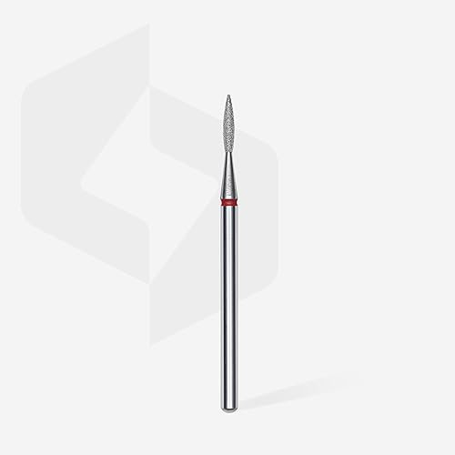 STALEKS PRO Embout diamant - Flamme tranchante (anneau rouge) - Kit de ponçage pour ponceuse à ongles électrique - Embout pour manucure et pédicure (FA11R016/8)