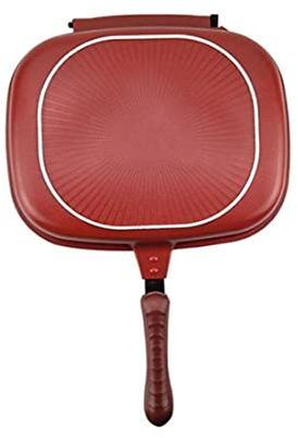 AEIOFU Poêle antiadhésive Double face, barbecue Portable, poêle à Omelette en alliage d'aluminium, poêle à rabat de 28cm, pot Double face