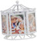 HOMSFOU Riesenrad Bilderrahmen Karussell-fotorahmen Drehbarer Bilderrahmen Drehbare Bild Display Musik Spielen Foto Stehen Runde Vintage-fotoanzeige Vitrine Rotieren Weiß Jahrgang Abs
