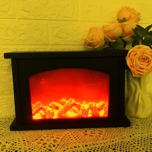 Fireplace Lights, IMAGE Fireplace Lantern LED Flame USB/Battery Powered, Flameless Fire Light for Home Decor, Christmas Ornaments