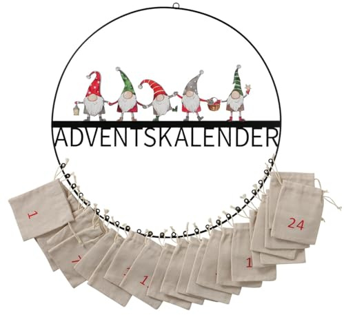 Boltze Adventskalender Harald DIY Weihnachtskalender selber füllen Stoffsäckchen Weihnachten Advent Kinder Erwachsener XMAS, schwarz