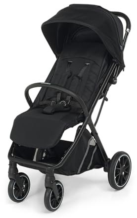 Foppapedretti Kompakter Kinderwagen Olimpic, für Kinder von 0 – 22 kg (0 – 4 Jahre), 1 Hand, Self-Standing, gepolsterte Räder, UPF50+ Stoff, wasserdichte Reißverschlüsse, tragbar, Schwarz