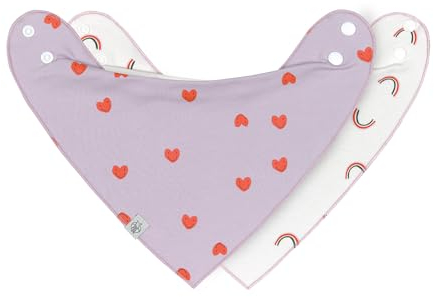 LÄSSIG Baby Lätzchen Halstuch Dreieckstücher Set 2 Stk. Bio-Baumwolle Druckknopf wendbar/Baby Bandana Happy Rascals Heart