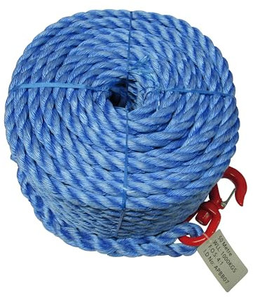 Scaffolding Gin Wheel Rope with Swivel Hook 10M - 50M (18MM Polypropylene Builders Lifting 1 Ton) (10 Metre)