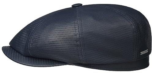 Stetson Hatteras Nappaleder Flatcap - Dunkelblaue Mütze aus 100% Leder - Herren - Schirmmütze mit Baumwollfutter - Ganzjährig - Made in Germany dunkelblau 59 cm