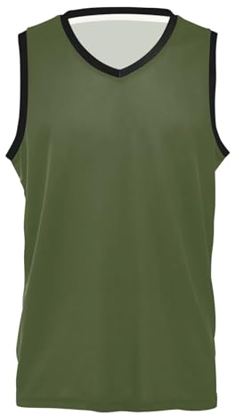 Green Basketball Trikots Herren Klassisches Sport Basketball Shirt Basketball Trikot für Erwachsene, Militär, Grün, L