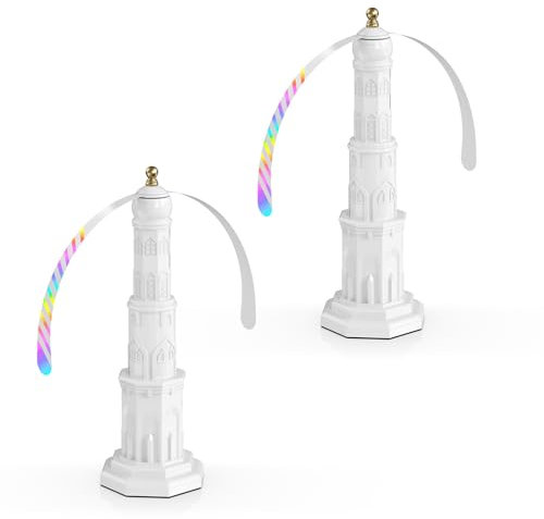 2 piezas repelente de moscas Fly Spinner-mesa con cuchillas holográficas, mantiene las moscas alejadas, para picnic, ventilador de mosquitos, restaurante, fiesta (blanco)