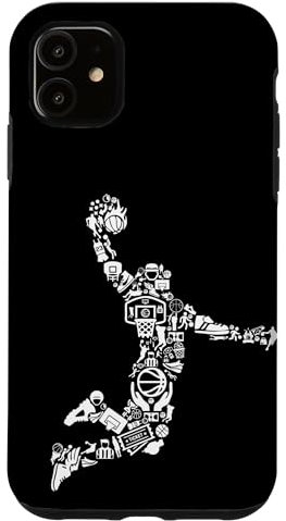 Bahaa's Tee iPhone 11 Basketball Slam Dunk Case, Transparent, Heavy Duty Protection, Snap-on Case
