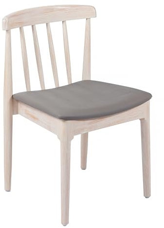 Flash Furniture Chester Esszimmerstuhl aus Massivholz in handelsüblicher Qualität, mit Lattenlehne Sitzfläche, Schaumstoff, Buchenholz, Brauner Vinyl-Sitz/antiker weißer Holzrahmen, Set of 1