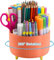 Marbrasse Schreibtisch Organizer,360 Grad Drehbarer Stifthalter für Schreibtisch Zubehör mit 5 Fächer,Stifte Organizer,Stift Aufbewahrungsbox für Büro Zuhause(Orange)