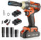 Funnyway Cordless Impact Wrench, 1/2 Brushless Power Impact Gun 20V 580N.m Adjustable Torque with 2X 2.0Ah Battery, 4 Sockets, Fast Charger for Car Home (2 Battery)