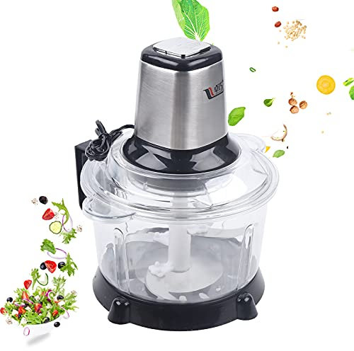 Mudshape 5 Liter Edelstahl Elektrisch Zerkleinerer Multi Küchenmaschine Fleischwolf Kling mit 1,2 L Edelstahlschüssel Multi Chopper mit 2 Geschwindigkeitsstufen für Fleisch Gemüse Obst Babynahrung