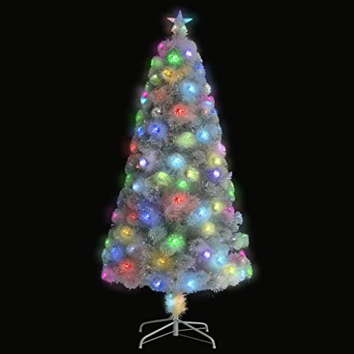 Albero di Natale artificiale con luci in fibra ottica bianco 120 cm, wenjingqi-328449
