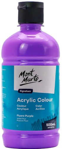 Mont Marte Signature - Colore acrilico Viola fluo, 16,9oz (500ml), finitura semi-opaca, adatto per tela, legno, tessuto, pelle, cartone, carta, MDF e artigianato