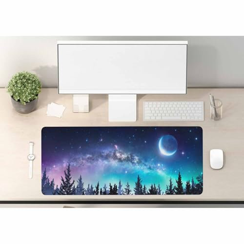 Woutay Desk Mouse Pad,Full Moon Starry Sky,Extended Large Mouse Mat Desk Pad