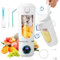 Mini mixeur portable - Petit mixeur à jus - Avec paille en silicone - 12 lames en acier inoxydable et affichage numérique - Rechargeable de type C - Capacité de 700 ml - Blanc